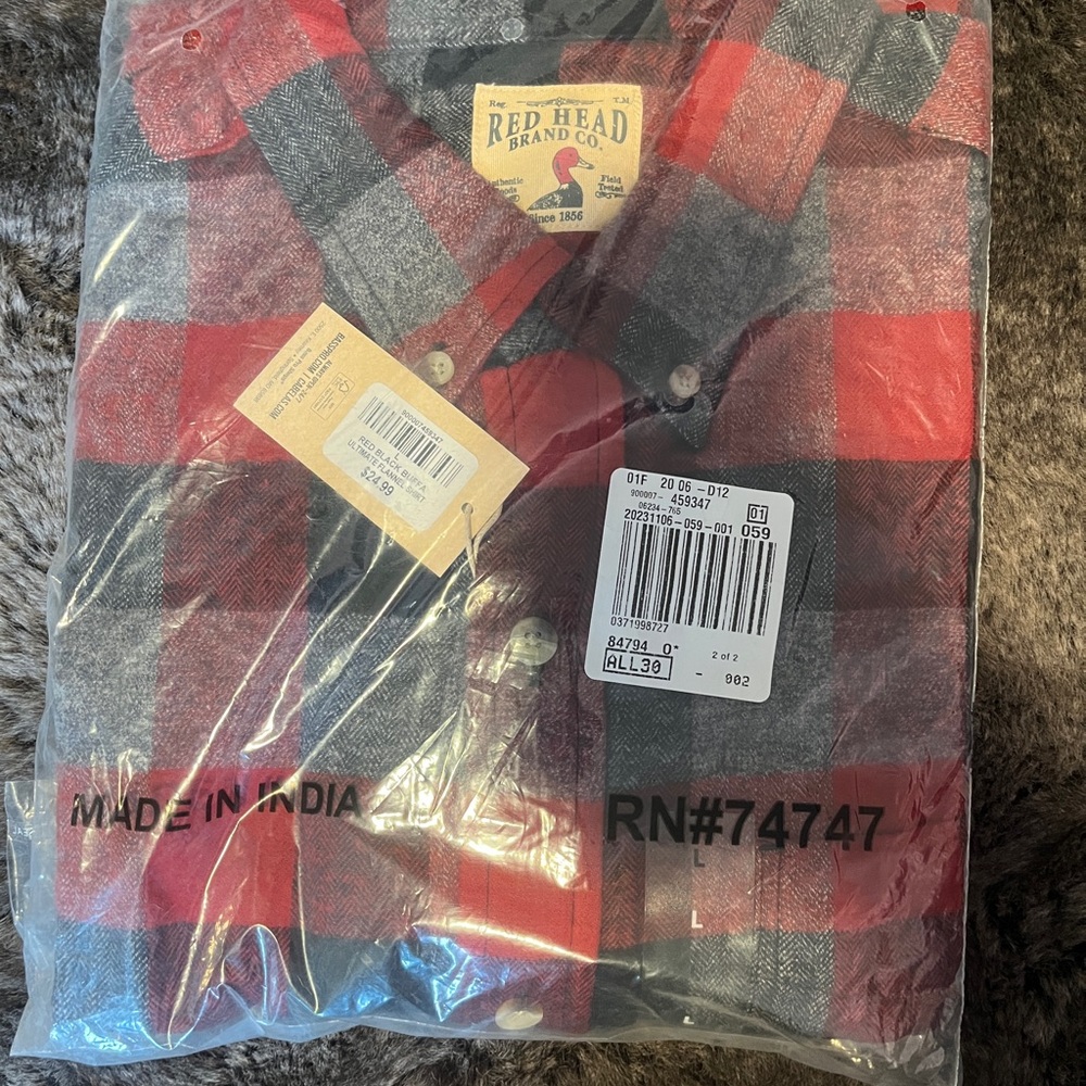 RedHead Red and Gray Plaid Casual Button-Down Shirt